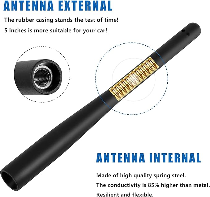 VOFONO 5 Inch Short Antenna Compatible with Ford F-150 2009-2025,Ford F150 Raptor Lightning Accessories2017-2025 F250 F350 Bronco Pickup Truck Antenna Replacement