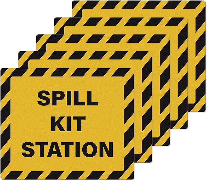 Spill Kit Station Stickers 12 × 10 Inch Vinyl Self-Adhesive Safety Signs Waterproof Emergency Decals for Indoor Outdoor 5 PCS