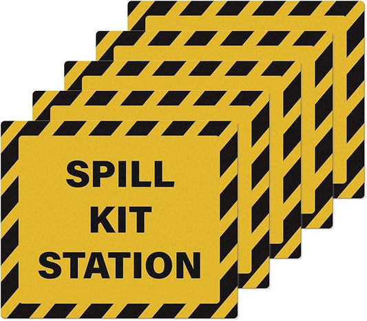 Spill Kit Station Stickers 12 × 10 Inch Vinyl Self-Adhesive Safety Signs Waterproof Emergency Decals for Indoor Outdoor 5 PCS