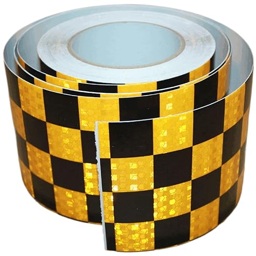 Yellow and Black Reflective Tape 4 inch X 68 feet, Outdoor Waterproof Hazard Conspicuity Warning Industrial Marking Tape