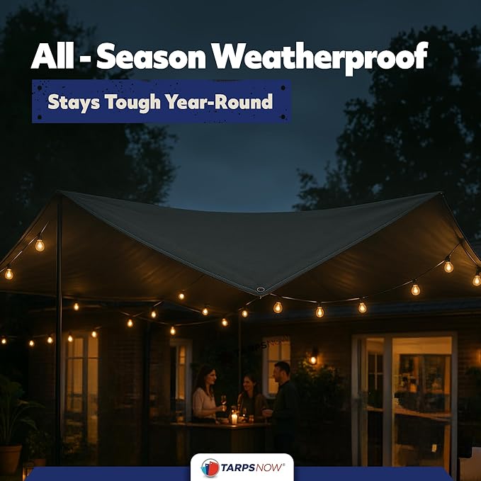 TarpsNow® Fire Retardant Tarp - 20' x 30' - 18 MIL Heavy Duty Canvas Tarp - Flame & Tear Resistant w/Brass Grommets - Best for Safety, Outdoors, Camping, Boating, Welding, Woodpile, House, Fire Pit