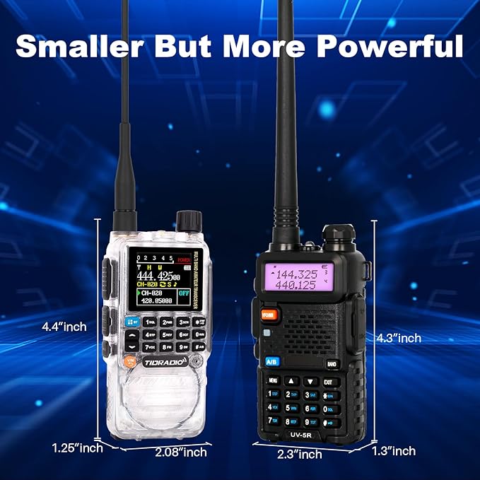 TIDRADIO TD-H3 Ham Radio Type C & Wireless Programming(4PCS Batteries)，8-Band Long Range Walkie Talkies Rechargeable Handheld Portable Full-Featured 2 Way Radios- Crystal, Full Kit