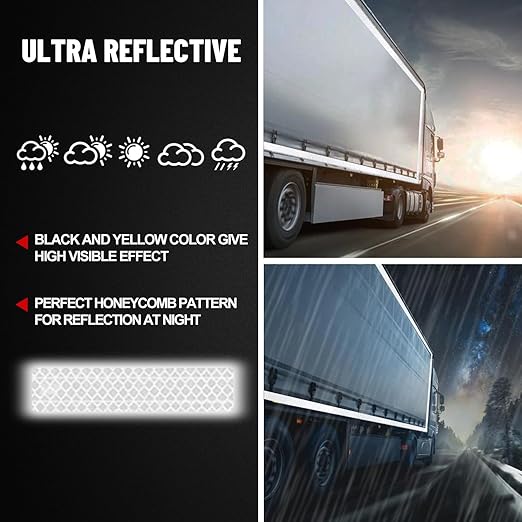 Reflective Tape, 1 Inch x 30 Feet - High Intensity - White Reflective Safety Tape Waterproof Conspicuity for Trailer Reflector Trucks Bikes Baby Strollers Helmets