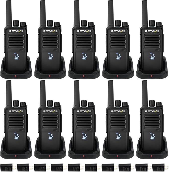 Retevis RT68H Two Way Radio,Walkie Talkies Long Range, Visualization,Shatterproof Hidden Display,VOX Hands Free, Rechargeable Walkie Talkie for Adults with Charging Base,for Factory Warehouse(10 Pack)