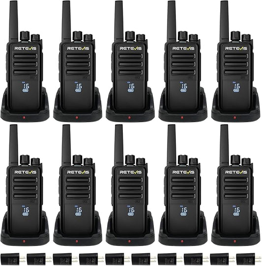 Retevis RT68H Two Way Radio,Walkie Talkies Long Range, Visualization,Shatterproof Hidden Display,VOX Hands Free, Rechargeable Walkie Talkie for Adults with Charging Base,for Factory Warehouse(10 Pack)