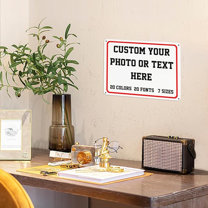 Custom Metal Sign, Personalized Aluminum Sign for Office, Business, Workplace, office, Home, Airbnb, Delivery Signs, 16x12inch