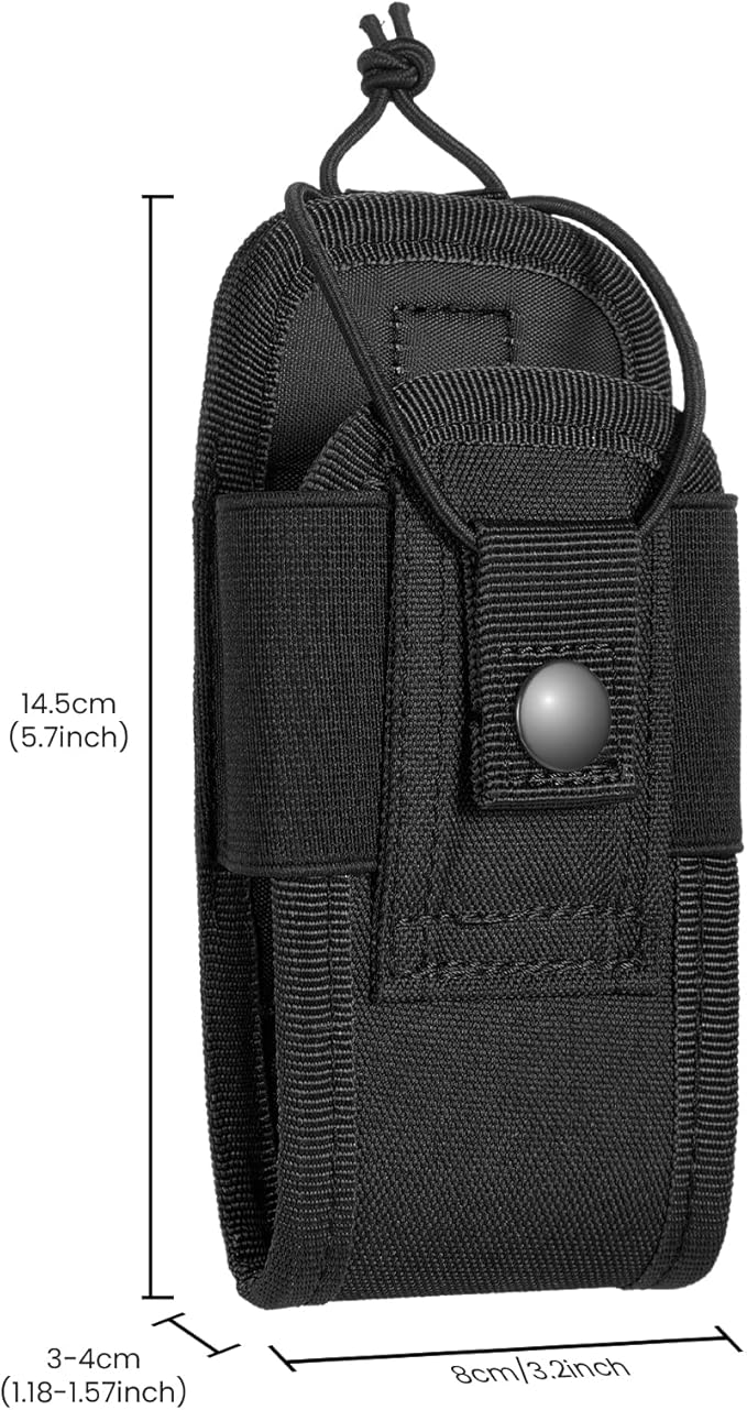 Tactical Radio Holder Radio Holster Molle Radio Pouch Universal Radio Case Military Heavy Duty Radio Bag for Police Firefighter Two Ways Walkie Talkies Vest (Black-small)