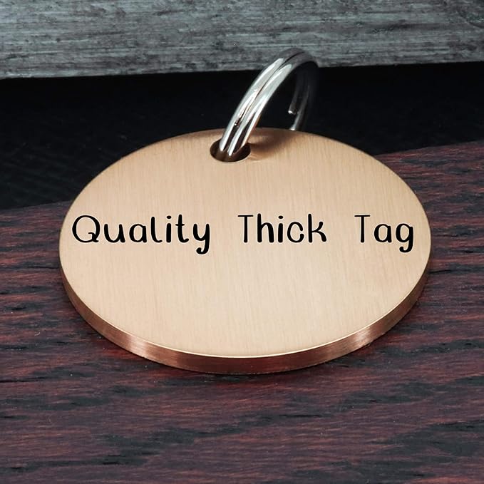 Ultra Joys Stainless Steel Pet ID Tag Dog Name Tags Personalized Front and Back Engraving, Customized Dog Tags and Cat Tag, Optional Engraved on Both Sides, Round Mountain on Bottom, Rose Large