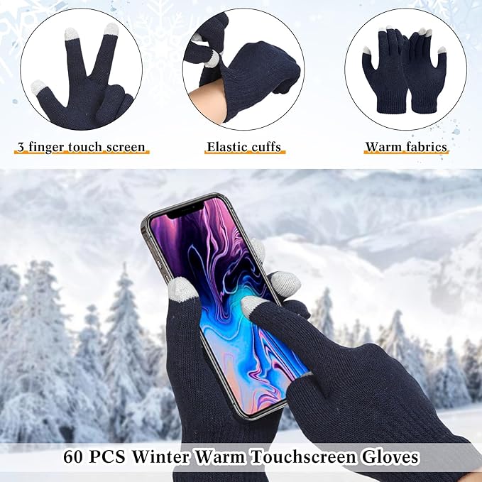 180 Pcs Homeless Care Package Supplies Bulk Winter Emergency Thermal Blankets Warm Socks Touchscreen Gloves Space Blanket Survival for Cold Weather Outdoor for Men Women(Classic Colors)