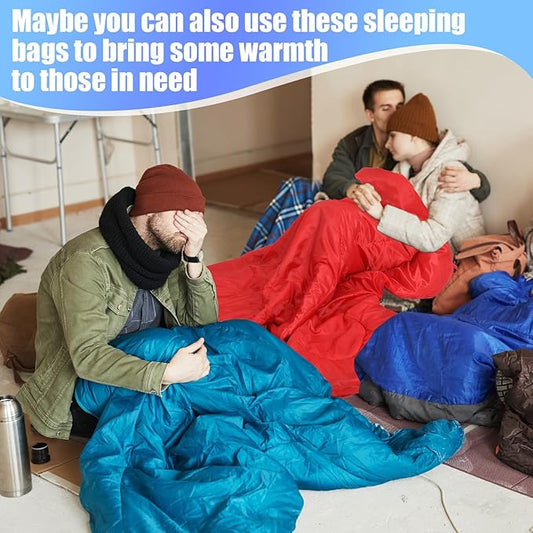 Macarrie 12 Pack Sleeping Bags Set with Compression Sacks, 6 Camping Sleeping Bags for Homeless Adults, and 6 Emergency Survival Sack for Hiking Outdoor Homeless Shelter Donation Supplies