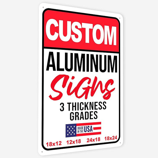 12x18" Custom Aluminum Sign with Text, Personalized Metal Sign for Outdoor, Customized Aluminum Signs for Business, Office or Home (Vertical)