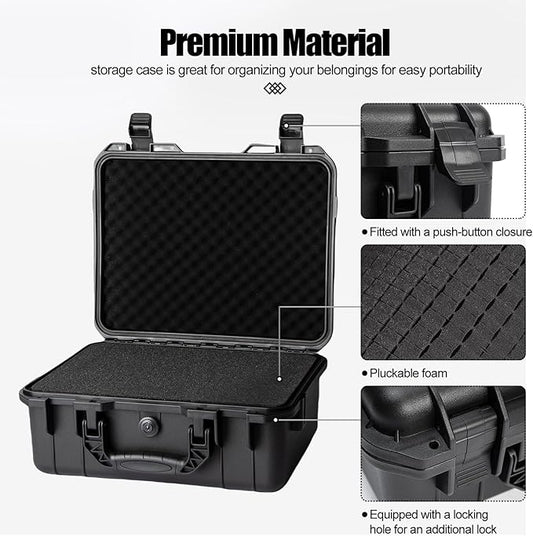 Hard case Waterproof Hard Case with DIY Customizable Foam Insert Portable Protective Case for Camera Drones Equipments Tools Test Instruments 16.9''x13.7''x7.1''