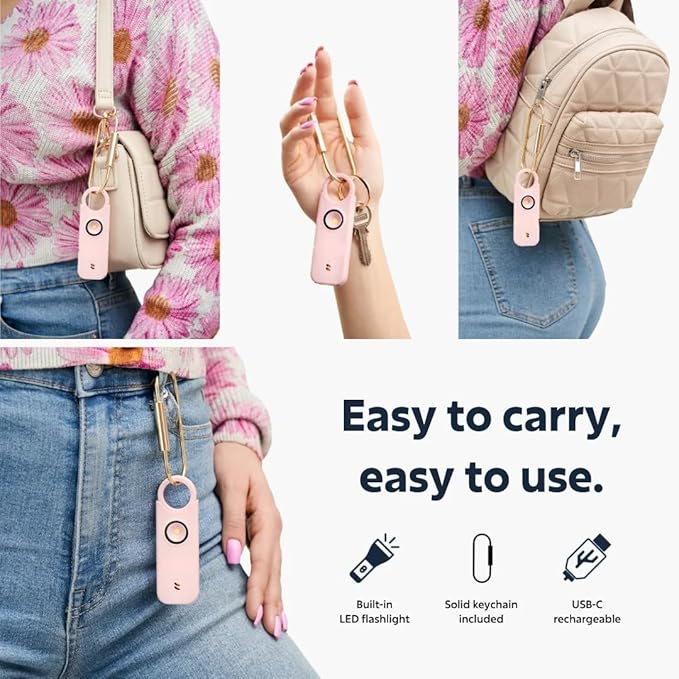 VOLTEK Personal Alarm Kit (Blue) Women's Self-Defense Self-Defense Key Ring Self Self Alarm Mini Autonomous + Personal Emergency Whistle Powerful Siren Lamp 135 DB, USB-C, Includes Guide Included