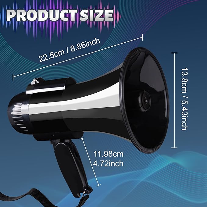 30 Watt Power Portable Megaphone Bullhorn Speaker Voice, Siren/Alarm and 240S Recording with Volume Control and Strap