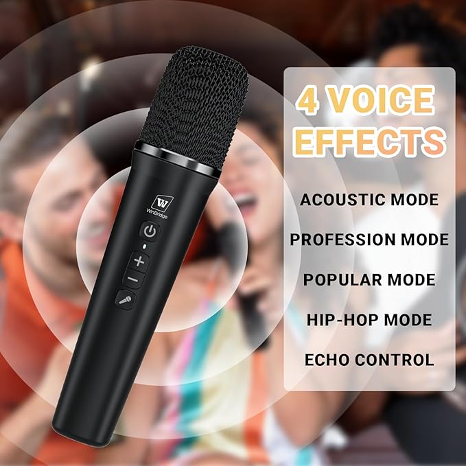 WinBridge S97 60W Bluetooth Speaker Mic– Powerful Wireless Voice Amplifier with Dual Microphones, Portable PA System & Karaoke Machine for Teachers, Sound Effects, Guitar Input, High Bass