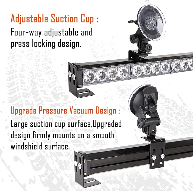 Amber/Red Emergency Strobe Light Bar 36 In 13 Flash Patterns Traffic Advisor Warning Hazard Windshield Safety Lights Bar with Cigar Lighter for Police Vehicles, Truck (35.5 Inch, Yellow/Red 32 Led)