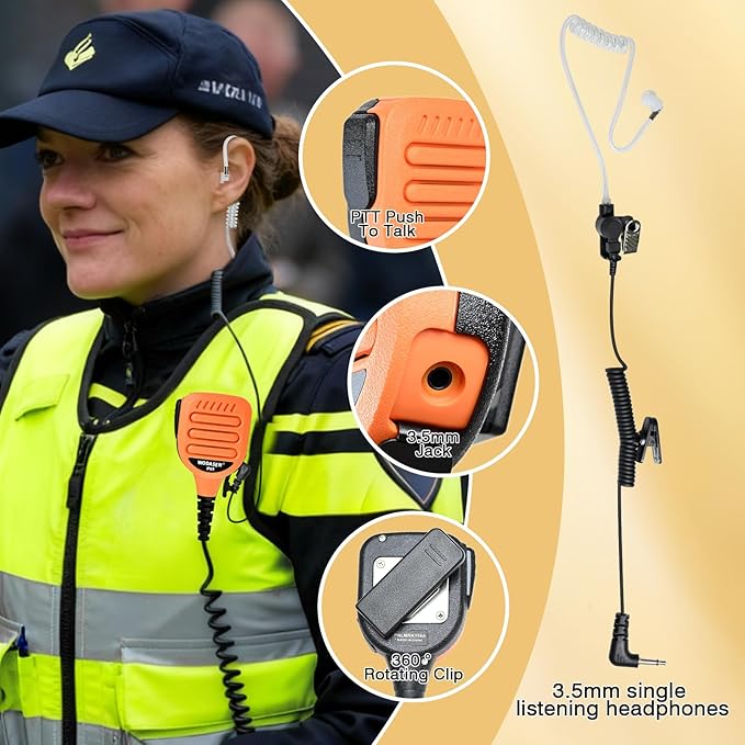 WODASEN Speaker Mic Walkie Talkie Handheld Microphone Shoulder Lapel Mics for GXT LXT GXT1000VP4 GXT1000 LXT500VP3 GXT1050VP4 LXT600 AVPH10 GMRS FRS X-Talker Radio (128-Orange)