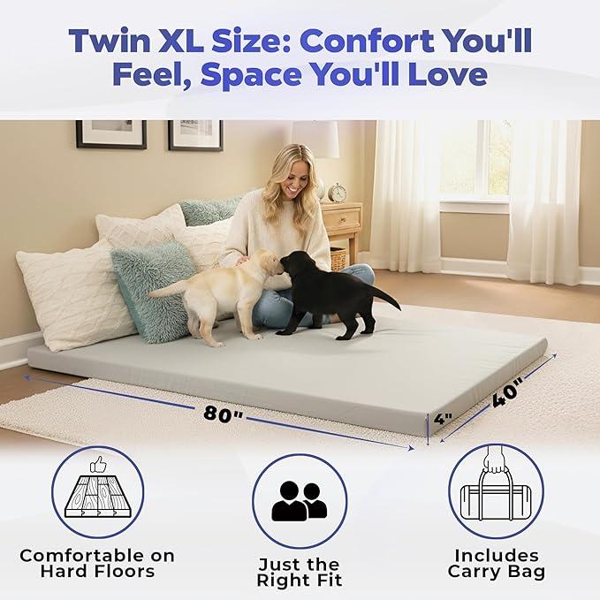 Hazli Matrix Memory Foam Camping Mattress Pad - Roll Up Mattress for Adults - Portable Cot Sleeping Pad for Camping - Floor Mat or Bed Roll for Car, SUV