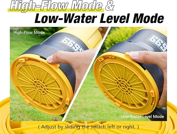 Submersible Sump Pump 1HP Portable Water Pump 5000GPH Drain Water for Pool Pond Hot Tub Flooded House High Flow/Low Water Level Mode Adjustable