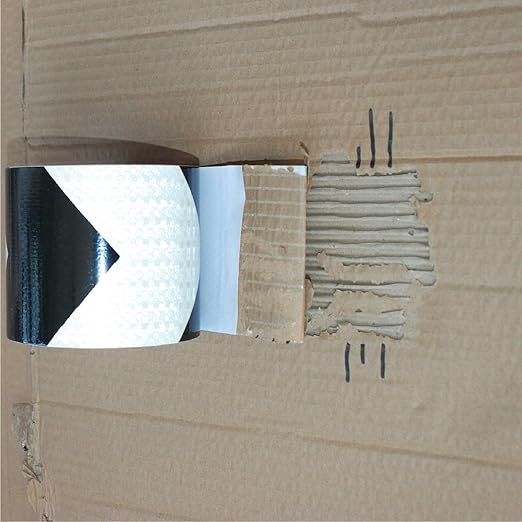 Black White Reflector Tape Outdoor Waterproof 6 Inch x 68 FeeT, High Visibility Conspicuity Safety Marking Tape