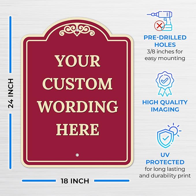 Custom Indoor/Outdoor Decorative Sign,Custom Personalized Ivory Border Sign, 18x24 Inches, ACM, Fade Resistant, Made in USA