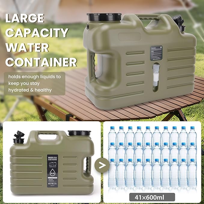 6.6 Gallon Camping Water Jug,Camping Water Container with Spigot,BPA Free, Large Capacity Water Tank,Leak-Proof Emergency Water Storage Containers for Outdoor Camping, Hiking, Picnic