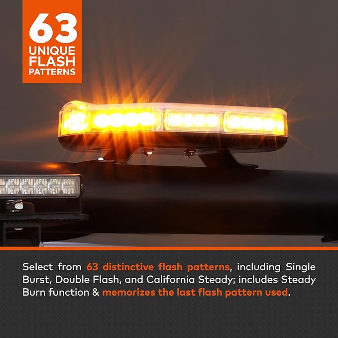 LAMPHUS NanoFlare NFMB40 12" 12V 40W Amber RED LED Strobe Mini Light Bar [SAE Class 1] [Magnet/Permanent Mount] Roof top Rotating Flashing Emergency Warning Beacon Lightbar for Volunteer Firefighter
