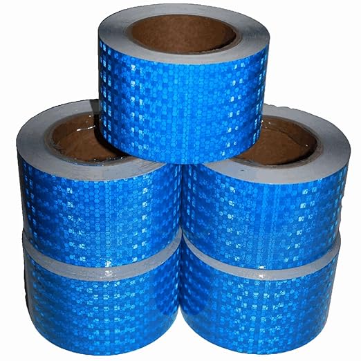 Industrial Reflective Tape Blue 3 inch Wide, Outdoor Waterproof High Visibility Safety Warning Adhesive Strips (66 feet, 5 Rolls)
