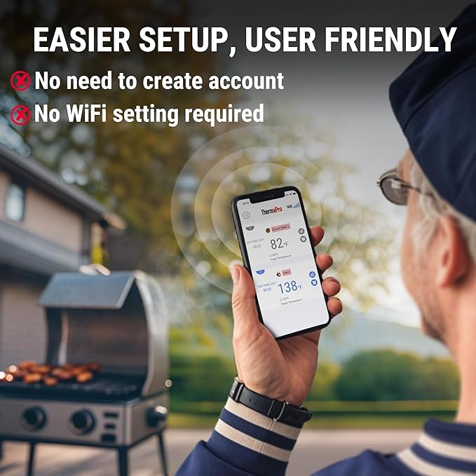 ThermoPro 450 ft Bluetooth Meat Thermometer with 2 Probes, Meat Thermometer Digital Wireless for BBQ Oven, Smoker Thermometer for Cooking Chicken Steaks Poultry