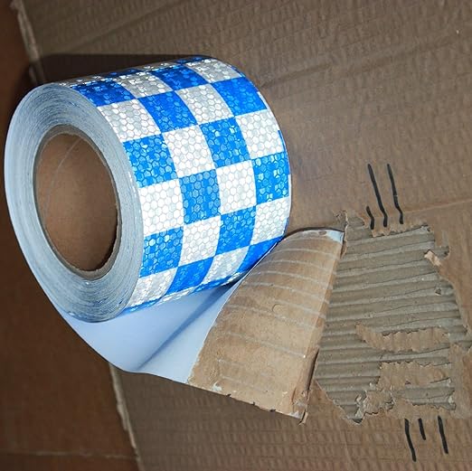 Reflective Tape Blue White 4 Inch x 168 Feet, Outdoor Waterproof High Visibility Stickers, HGH Intensity Strips for Vehicles