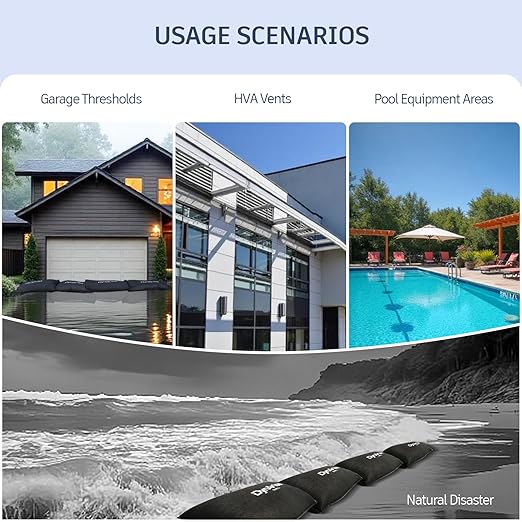 Water barriers Activate resuable Flood Water Barrier for Home Doors Water Barrier Water Dam Water barriers for Flooding 27.56 x 15 x 3.94 inches 6-Pack