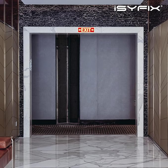 iSYFIX Exit Stickers Signs with Directional Right & Left Arrow 6 Pack 12x4 Inch - Glow in the Dark Photoluminescent Vinyl for Office, School, Business, Warehouse - UV & Weather Resistant for Indoor/Outdoor Use