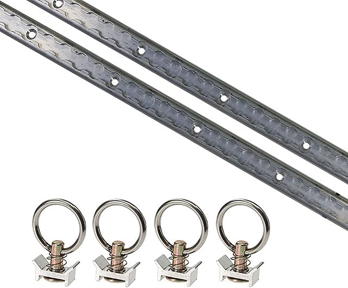 US Cargo Control L Track Tie Down System, Includes (2) USA Made 4-Foot Aluminum L-Track and (4) Silver Single Stud O-Ring Fittings, Versatile Trailer Tie Down System for Trailers and Truck Beds