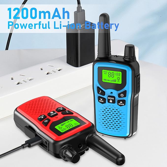Walkie Talkies for Adults Long Range,Rechargeable Walkie Talkies with 22 FRS Channels,Two Way Radios with LED Flashlight for Hiking Cruises Camping,4 Pack