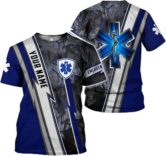 Personalized EMT 3D Shirt, EMT 3D Hoodie, 3D EMS Hoodies for Men, Medical Uniforms EMS Shirt, Emergency Medical Service Shirt