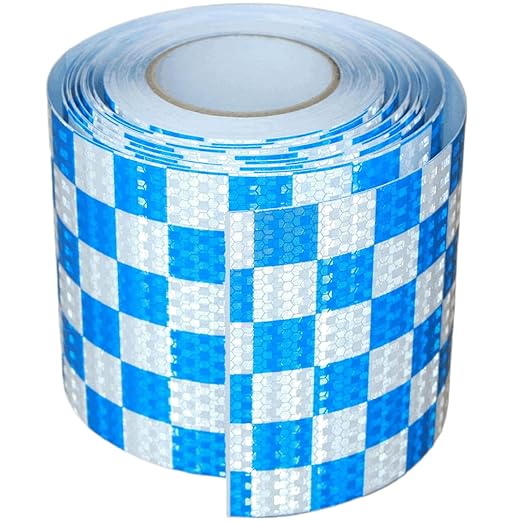 Reflective Tape Blue White 6 inch Wide for Bikes, Outdoor Waterproof High Visibility Safety Warning Adhesive Strips (66 feet)