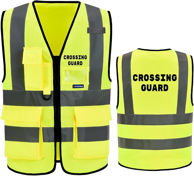 Reflective Security Safety Vests Heavy Duty with 7 Pockets and Front Zipper