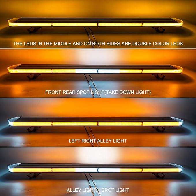 ASPL 48" High-Intensity LED Low Profile Roof Mount Emergency Warning Security Strobe Light Bar for Tow Truck Construction Vehicle /29 Flash Mode/Control Pannel/Take Down Alley Lights -Amber