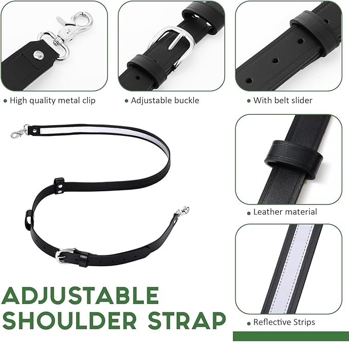 Eccliy Radio Strap Firefighter Leather Radio Holster EMS EMT Bundle Set with Belt, Strap, Anti-sway Tape for Firefighters, EMT, Police, Search and Rescue (Reflective Strips)