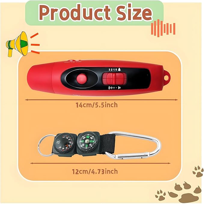 Rechargeable Bear Horn to Scare Bears, 125dB Electronic Air Horn with LED Flashlight & Compass & Thermometer, Electronic Whistle Bear Bells for Safety Hiking Camping Emergency Self Defense