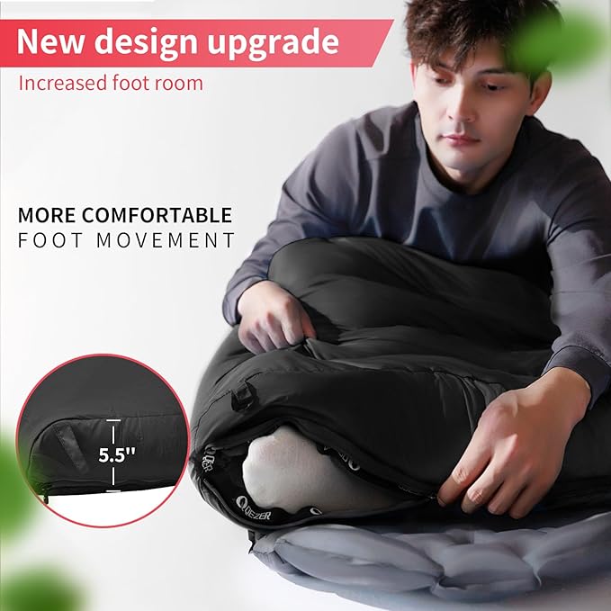 Down Sleeping Bag for Adults, 600 Fill Power, Ultralight & Compact with Compression Sack for Backpacking, Camping, Hiking