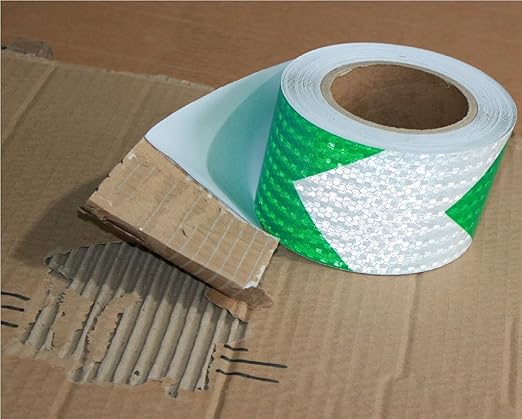 Reflective Tape Green and White 3 Inch x 68 Feet, Outdoor Waterproof Conspicuity Strong Adhesive Reflector for Vehicles