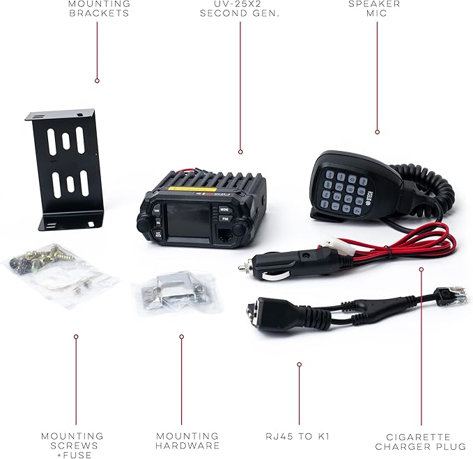 BTECH UV-25X2 (Second Gen.) Mini Mobile 25 Watt Dual Band Base, Mobile Radio: VHF, UHF Amateur (Ham)