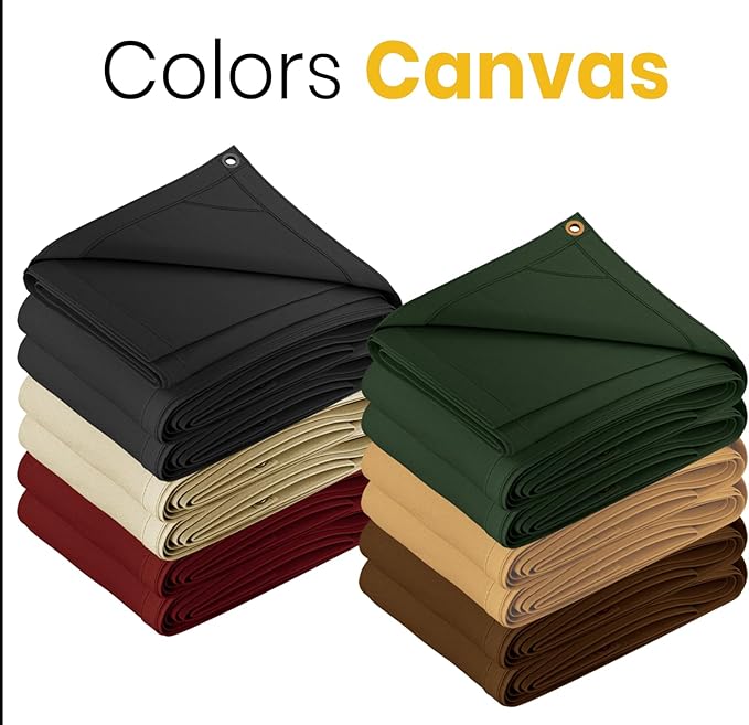 PROTARP Heavy Duty 14 OZ Water Resistant Canvas Tarp, UV Resistant Tarpaulin Cover with Rustproof Brass Grommets, Multipurpose for Canopy, Roof, Camping, Woodpile (Grey 12'X20')