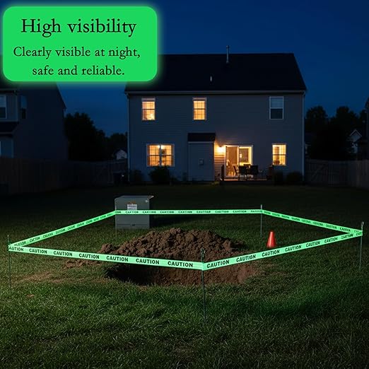 Glow in The Dark Tape Caution Tape Roll 2inx32.8ft Crime Scene Construction Warning Glow Tapes Indoor Outdoor Barricade Safety Night Decorations Glows in The Dark Stairs Walls Exit Door Danger Areas