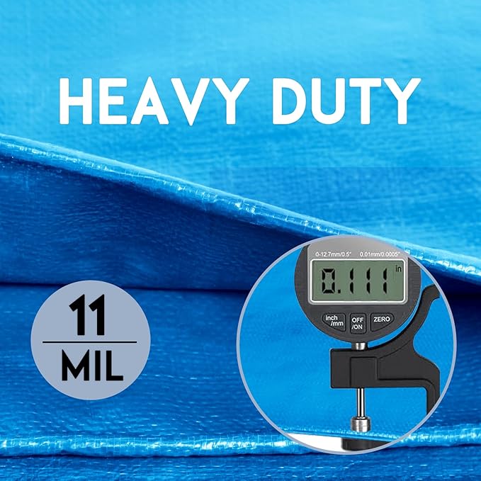 Tarp Heay Duty Waterproof 15x20ft,Blue Tarp Cover Plastic Poly Tarpaulin for Outdoor Cover,Emergency Rain,Roof, Pool, Boat,Camping - Multipurpose with 20Mil Thickness