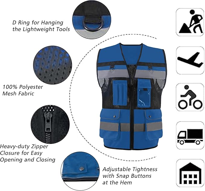 Safety Vest High Visibility Reflective Construction Vest for Men Women