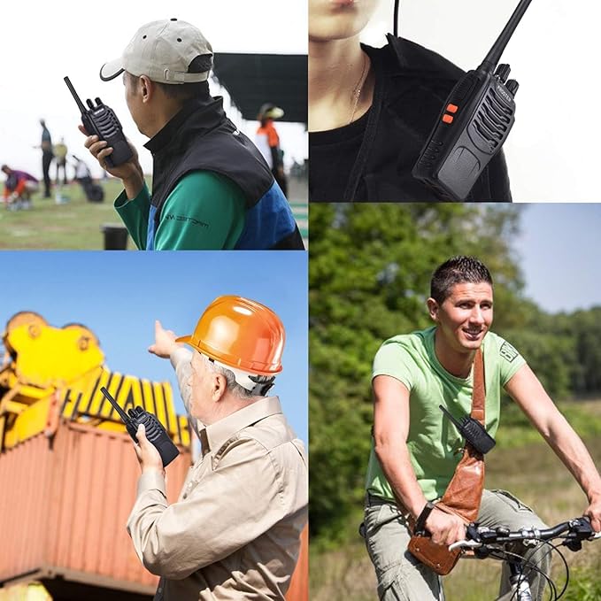Proster Rechargeable Walkie Talkies 1 Pair - Long Range Two Way Radios 16 Channel Handheld Walky Talky, with USB Charger 2 Pack Earpiece Mic for Walkie Talkies