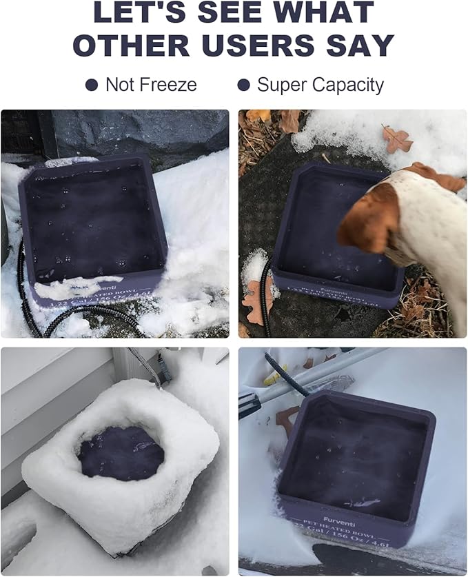 Heated Water Bowl for Dog Cat,1.22 Gallon,Outdoor Waterproof Heated Pet Water Dish with 79" Chew Resistant Cord for Rabbit, Chicken, Duck, Squirrel (Dark Blue)