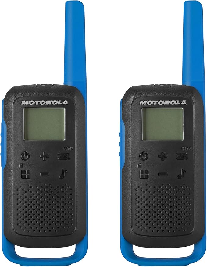 Motorola Solutions, Portable FRS, T270TP, Talkabout, Two-Way Radios, Rechargeable, 22 Channel, 25 Mile, Black W/ Blue, 3 Pack